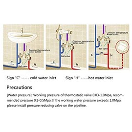 Byttlerom Thermostatic Mixing Valve Solid Brass G1/2 for Shower System Water Temperature Control Pipe Basin Thermostat Control