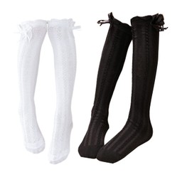 ZGKULAEAOW 3-12 Years Old Girl's Socks, Elegant Design, High Socks, Set of 2, Lace, Knee High, Cute, Ribbon, Children's Socks