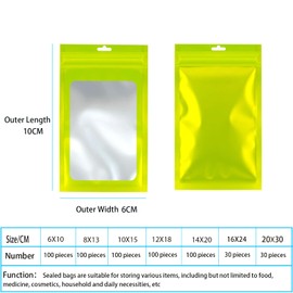 100pcs Green Mylar Ziplock Bags with Foil Seal Holographic Plastic Packaging Bags 6x10cm Smell Proof Bags Candy Bags Small Resealable Bags
