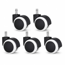 5-Piece Office Chair Caster Wheels for Smooth Rolling – 2-Inch Quiet PU Swivel Replacements for Hard Floors