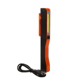 1Pc Portable Led Hand Torch USB Rechargeable Magnet Clip Work Light Inspection Lamp (Orange)