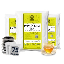 Pure Papaya Tea, From Dried Papaya Leaves, 75 Papaya Tea Bags-Te de hojas de Papaya,Non GMO, Fresh Papaya Leaves Tea, Gluten Free.
