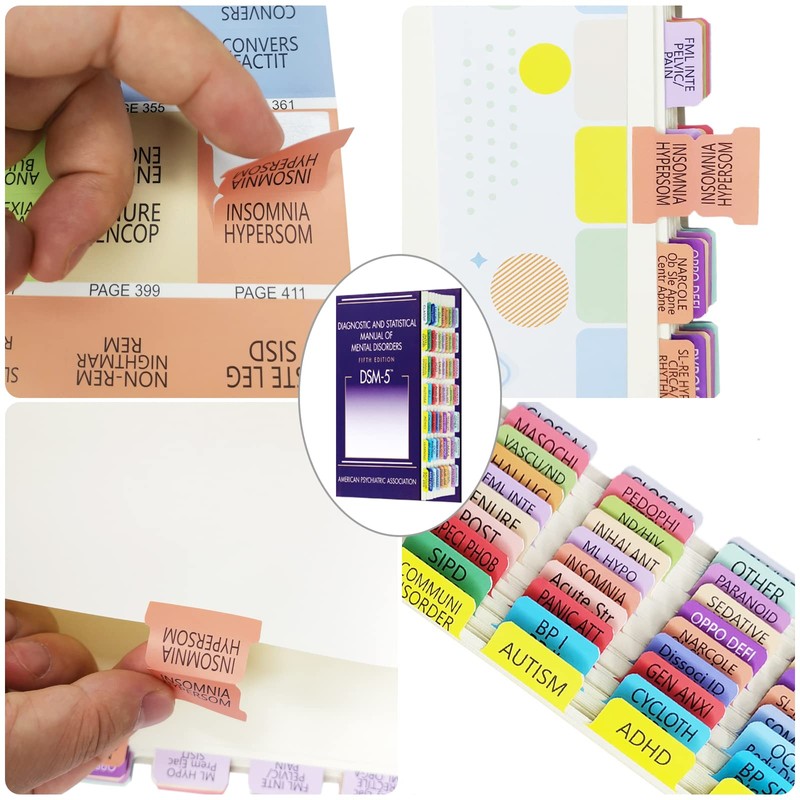 Index Tabs for DSM-5, Color-Coded and Laminated, with 11 Blank