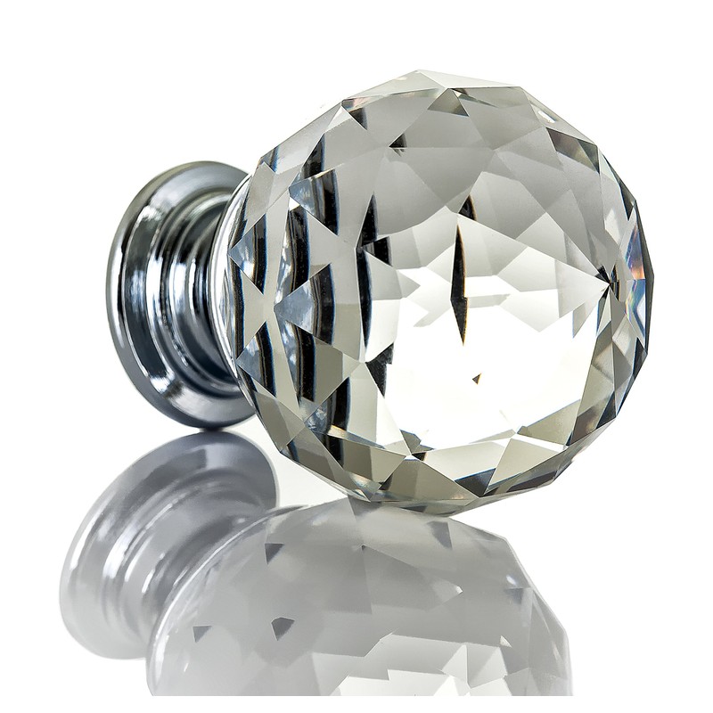 LIVIVO Pack of 10 Round Crystal Drawer Knobs with Chrome