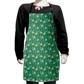 Ambesonne Floral Apron, Garden of Small Flowers with Vibrant Fresh Blooming Leaves and Petals Illustration, Small Apron Bib with Adjustable Ties for Baking Painting, Small Size, Multicolor