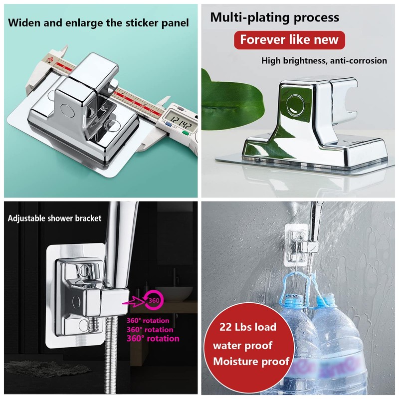 DASITON Handheld Shower Head Holder Wall Mount,Bathroom Adjustable Strong Adhesive