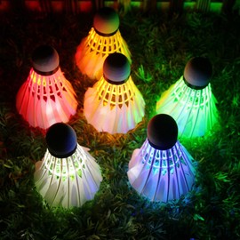 LED Shuttlecock Badminton, Inngree [6 Pack] 6 Color Shuttlecock Dark Night Goose Feather Glow Birdies Lighting for Outdoor Indoor Sport Activities