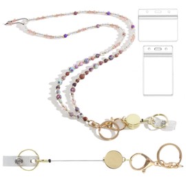 AJORR ID Badges and Keys Lanyard, Beaded Lanyards for Women and Teacher, Retractable Cute Lanyard for use in schools, hospitals, offices and cruise ships