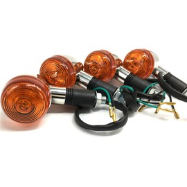 VRWEARE Universal 4pcs Motorcycle Turn Signals Chrome Bullet Front Rear Lights Compatible with Harley Honda Suzuki Yamaha Kawasaki Motorcycle Bobber Chopper