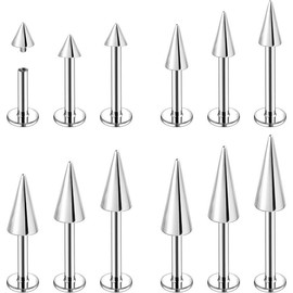 16G/18G Spike Lip Rings Cartilage Tragus Helix Piercing  Stainless Steel Stud Earrings Internal Thread Snake Bite Jewelry for Women Men - Color: A:12pcs,lip ring(ball), Size: 16g,6/8/10mm