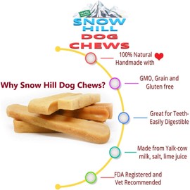 Snow Hill Yak Cheese Chews for Dogs | All-Natural Long Lasting Pet Treats. Odorless and Great for Oral Health. Limited-Ingredient Yak Chews for XXL/Monster Dogs