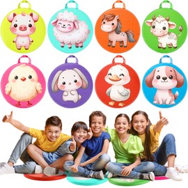 Yuntau 8 Pcs Kids Floor Cushions for Classroom Flexible Round Seating with Handle Soft Waterproof Floor Pillows with Cute Cartoon Animal Pattern for Elementary Daycare Preschool(Woodland Animals)