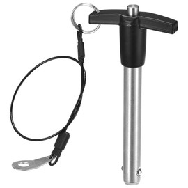 TA-VIGOR T Handle Lock Pins, 12mm Dia 80mm Length Stainless Steel Push-Button Quick Release Ball Locking Pin with Lanyard Cable for Speaker Aviation Gym Machine