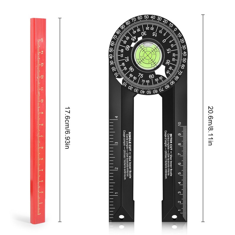 Miter Saw Protractor Angle Finder Gauge Laser Scale for Carpenters
