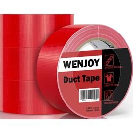 WENJOY Red Duct Tape Heavy Duty Waterproof Roll, 1.88 Inch x 20 Yards x 4 Rolls - rd05