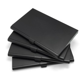 yuejuhe Pack of 4 Metal Business Card Holders, Business Card Cases for Men and Women, Business Card Holder for Storing Your Cards (4 x Black)