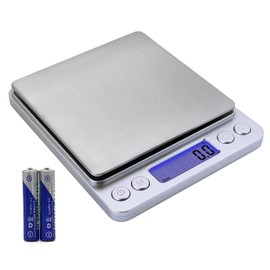 Barlunbee Gram Scale,Capacity 3000g Accuracy 0.1g Mini Food Scales Digital Weight Grams and Oz,Small Kitchen Scale High Precision for Espresso,Baking,Jewelry,Soap Making,Silver(Batteries Included)