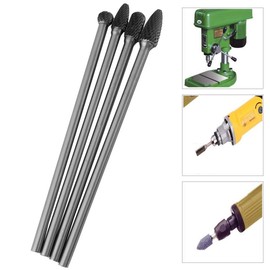 4pcs Carbide Rotary Files Double Cut Burr Set 6 mm Shank Metalworking Tool for Grinder Drill