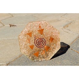 PRAJET CRYSTALS Prajet Energized Orgonite Healing Crystals Hexagonal Vastu Plate Energy Generator Crystal Gemstones Unique Approx. Size 4.5 inch * 1.5 cm Thickness (Rose Orgone Plate)