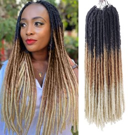 QRH Faux Locs Crochet Hair 6Packs Goddess Gypsy Locs Crochet Hair 20Inch Pre Looped Straight Soft Faux Locs Dreadlock Crochet Braids Hair Extensions (20inch, Straight 1B/30/613)