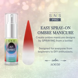 SNS Healthy Natural Nails SNS Air Ombre Nail Spray Powder (Red, AO030) - Nail Art Manicure Designs Using Spray-On Tech - For Beginner Nail Techs & DIY Enthusiasts - Works With Dip Powder, UV Gel & Acrylic