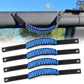 sukemichi for Bronco Grab Handles, Paracord Roll Bar Grab Handles for 2021 2022 2023 2024 Ford Bronco Accessories 4 Door 2 Door, Blue, 4 Pack