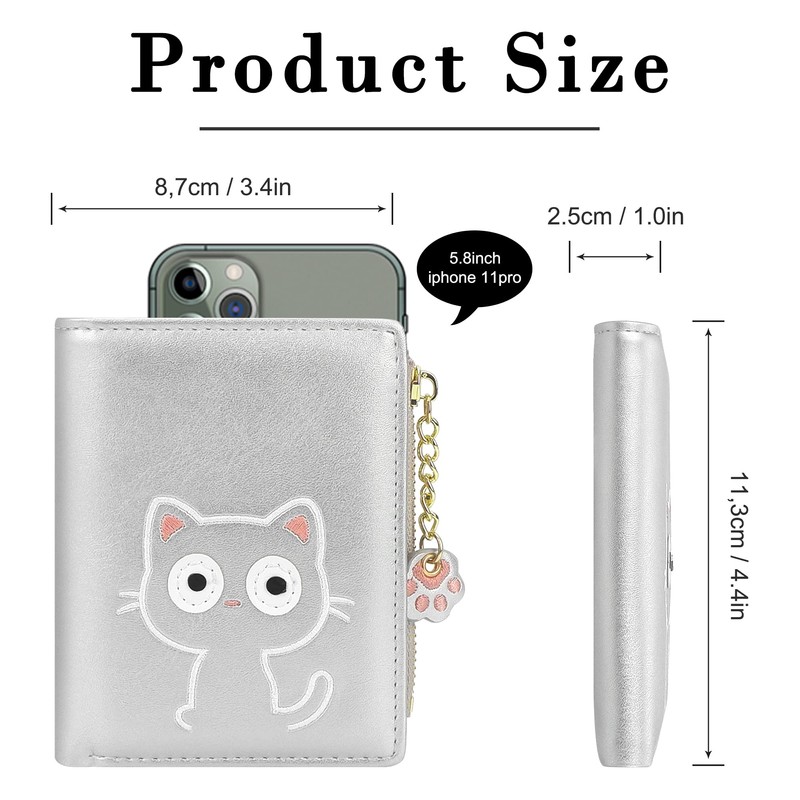 conisy Cute Women's Small Thin Bifold Leather Wallet with RFID