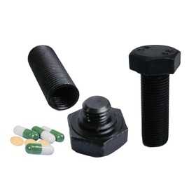WJXFHTD 2PCS Unique Pill Box Disguised Smll Pillboxes Metal Pill Boxes Screw Capsule Organizer Twist-Top Cartridge Cute Pill Organizer Home Use, Outdoor Travel, Work Use Supplement Organizer (Black)