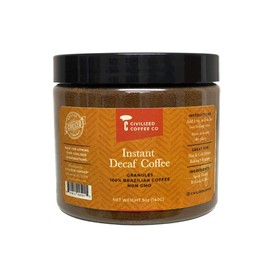 Civilized Coffee Instant Coffee Decaf Granules, Medium Dark Roast Gourmet Coffee Non-GMO Jar (5 oz)