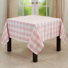 SARO LIFESTYLE Cotton Blend Buffalo Plaid Tablecloth, 70", Pink