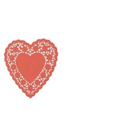 NEW LOT 36 RED 6" HEART PAPER LACE DOILIES DOYLIES VALENTINES DAY DOILEY CARDS