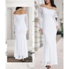 LALAGEN Women's Floral Lace Long Sleeve Off Shoulder Wedding Mermaid