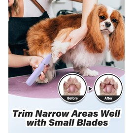 Casfuy Cordless Dog Paw Trimmer - Low Noise Small Dog Clippers with Double Blades USB Rechargeable Grooming Clipper for Dogs Cats and Small Pets for Trimming Hair Around Paws, Eyes, Ears, Face, Rump
