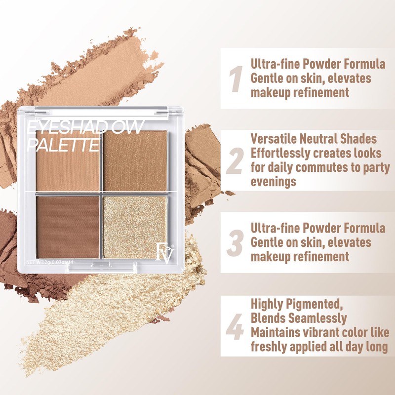 FV Natural Finish Eyeshadow Palette, 4 Matte & Metallic High