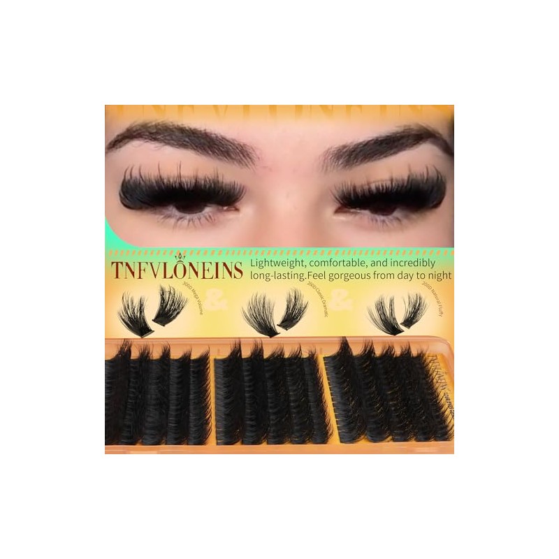 Fluffy Lash Clusters with Spikes 200D+260D+300D Cluster Eyelash Extensions Thick