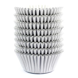 Eoonfirst Light Gray Foil Metallic Cupcake Case Liners Baking Muffin Paper Cups 198 Pcs
