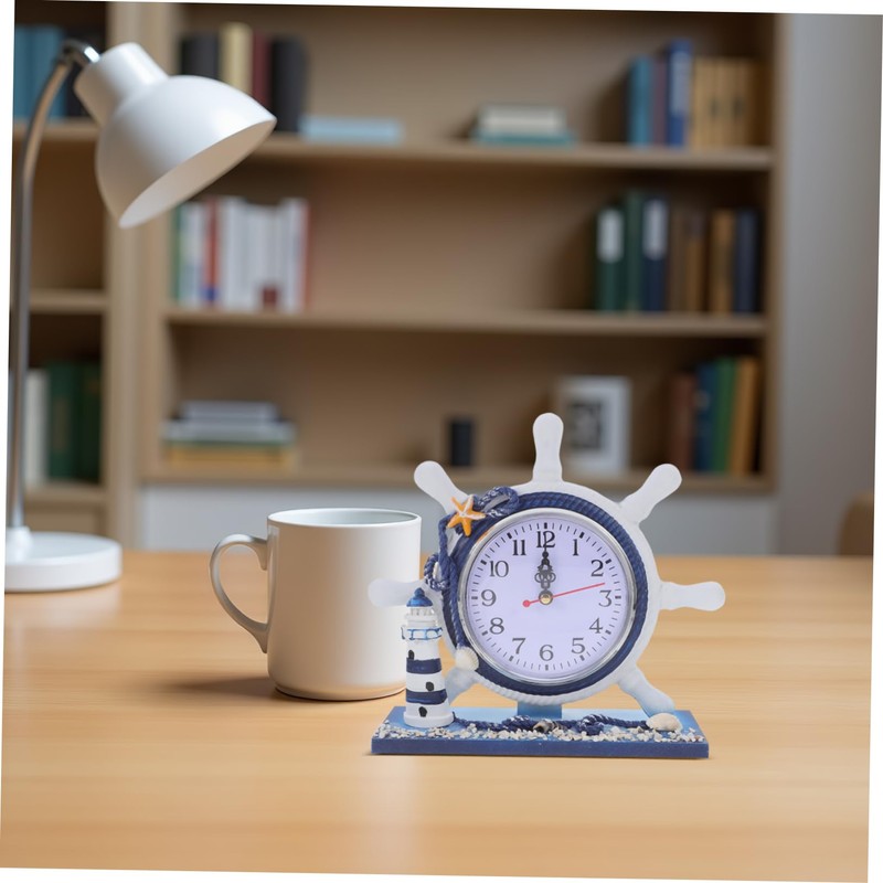 CORHAD 1Pc Nautical Style Silent Clock Unique Lighthouse Desk Decor