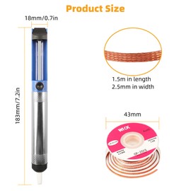Evenpop Solder Sucker Desoldering Wick Kit, 4PCS Desoldering Pump with 2PCS Solder Wick, Solder Removal Tool for Industrial, DIY Handwork and Electronic Repair