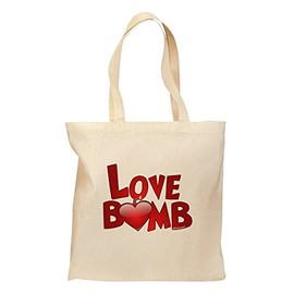 TOOLOUD Love Bomb Text Grocery Tote Bag - Natural
