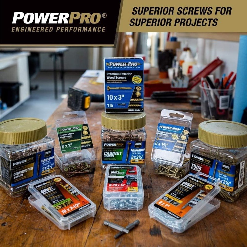 Power Pro Premium Exterior Wood Screws, #8 x 1-1/4"Inch All-Purpose