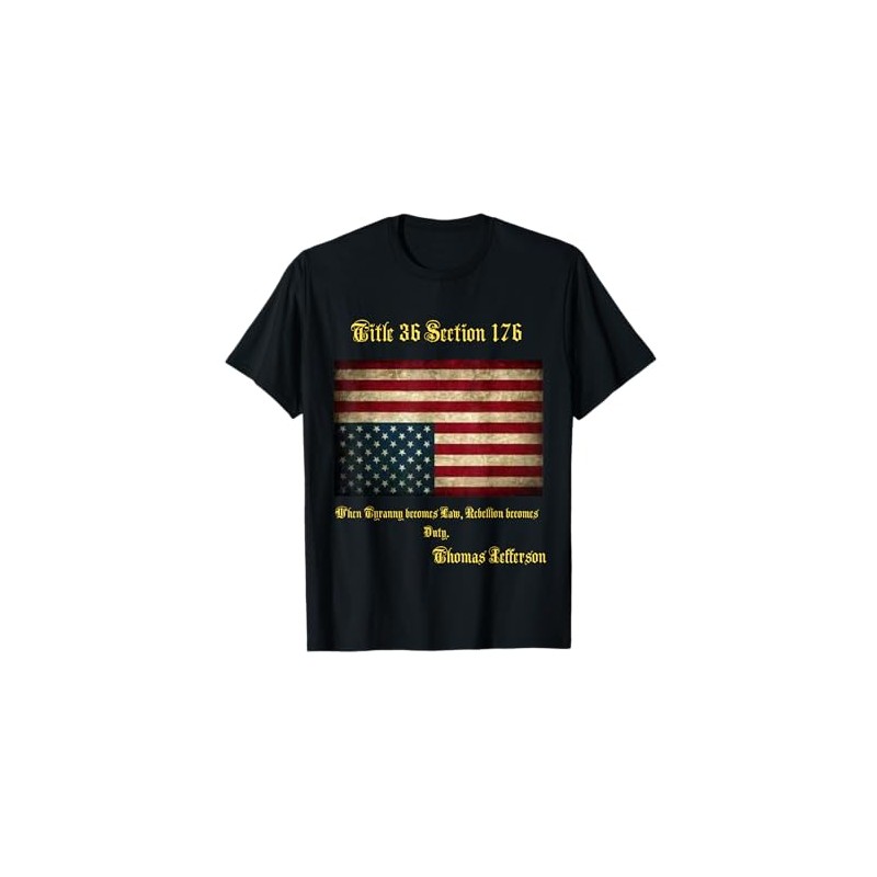 American Flag Distress Upside Down Thomas Jefferson Patriot T-Shirt Small