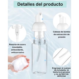 3 Dispensador de Jabon Espuma, Dispensador Jabon Espuma para Viajes, Uso Diario y Belleza, Botellas de Espuma de 60 ml, Ideal para Viajeros Frecuentes y Familias, Fácil Relleno Y Transporte