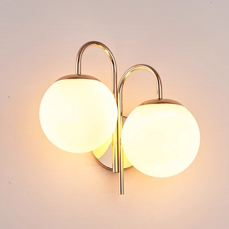 Double Sconce Simple Modern Dual Headed Glass Metal Energy Saving