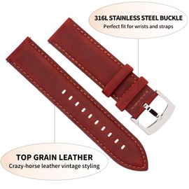 CORROPELLE Leather Watch Straps Quick Release, Vintage Elegant Top Grain Leather Watch Strap Bands Replacement for Men and Women, Watch and Smartwatch, Choice of Width - 18mm 19mm 20mm 21mm 22mm
