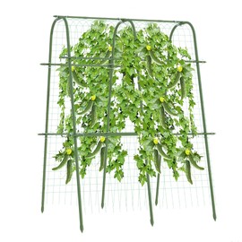 Carotex Extra Tall Metal Arch Trellis, 71X71 inch U-Shape Garden Trellis with Netting, Rust-Resistant PE Coated Steel Cucumber Trellis for Raised Bed, Vegetables, Fruits, Beans, Green