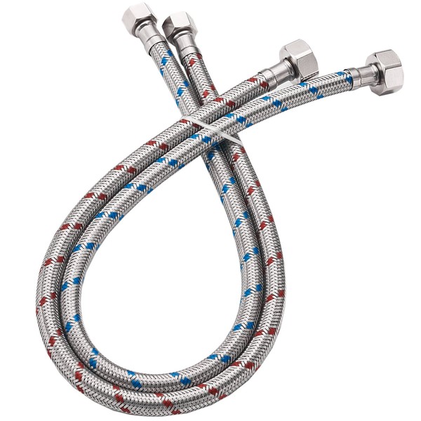 BWE 24" Length Faucet Connector, Braided Stainless Steel - 3/8"