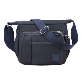 FAVORTALK Ladies Cross Body Bag Lightweight - Nylon Waterproof Messenger Bags Large Multi Pocket Handbag for Work Travel Shopping (Dark Blue),B39316