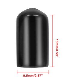 Bonsicoky 24 Pcs Round Rubber End Caps, 3/8" (9.5mm) ID Vinyl Flexible Screw Thread Protectors, Black Bolt End Caps for Metal Tubing Rod Bolt