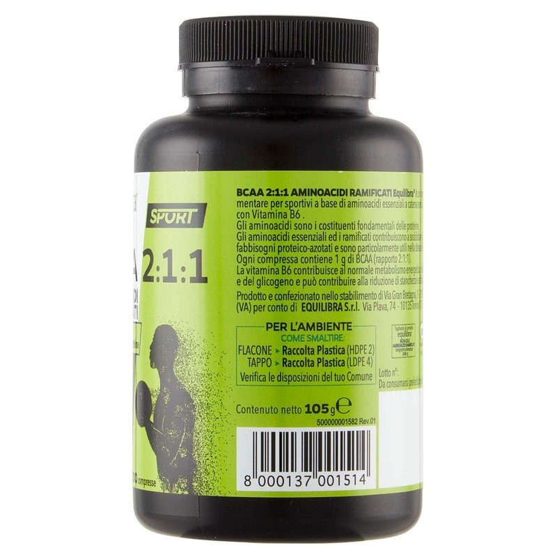 Equilibra Integratori Alimentari, Aminoacidi Ramificati, Integratore per Sportivi, a Base