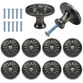 Jinlaili Pack of 10 Vintage Drawer Knobs, 35 mm Retro Drawer Handles, Cabinet Door Knobs, Furniture Knobs, Furniture Handle, Knob for Cupboard, Drawer, Kitchen (Bronze)